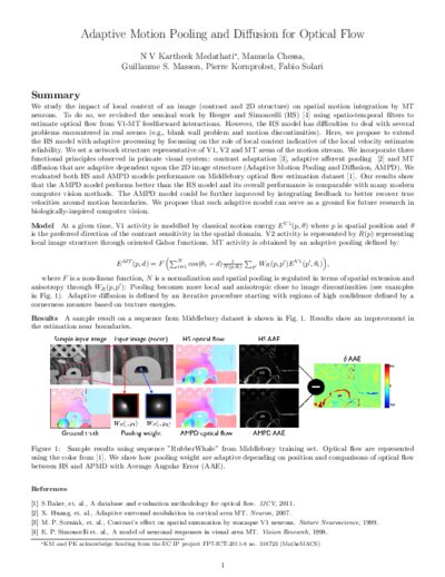 Poster: Adaptive Motion Pooling and Diffusion for Optical Flow