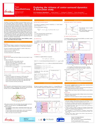 Poster: Exploring the richness of center-surround dynamics: A bifurcation study
